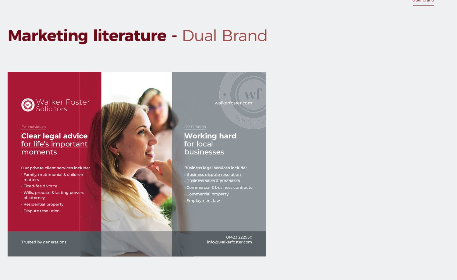 Dual brand literature, both audiences together.
