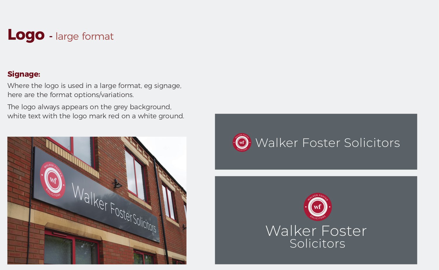 Signage formats and variations.